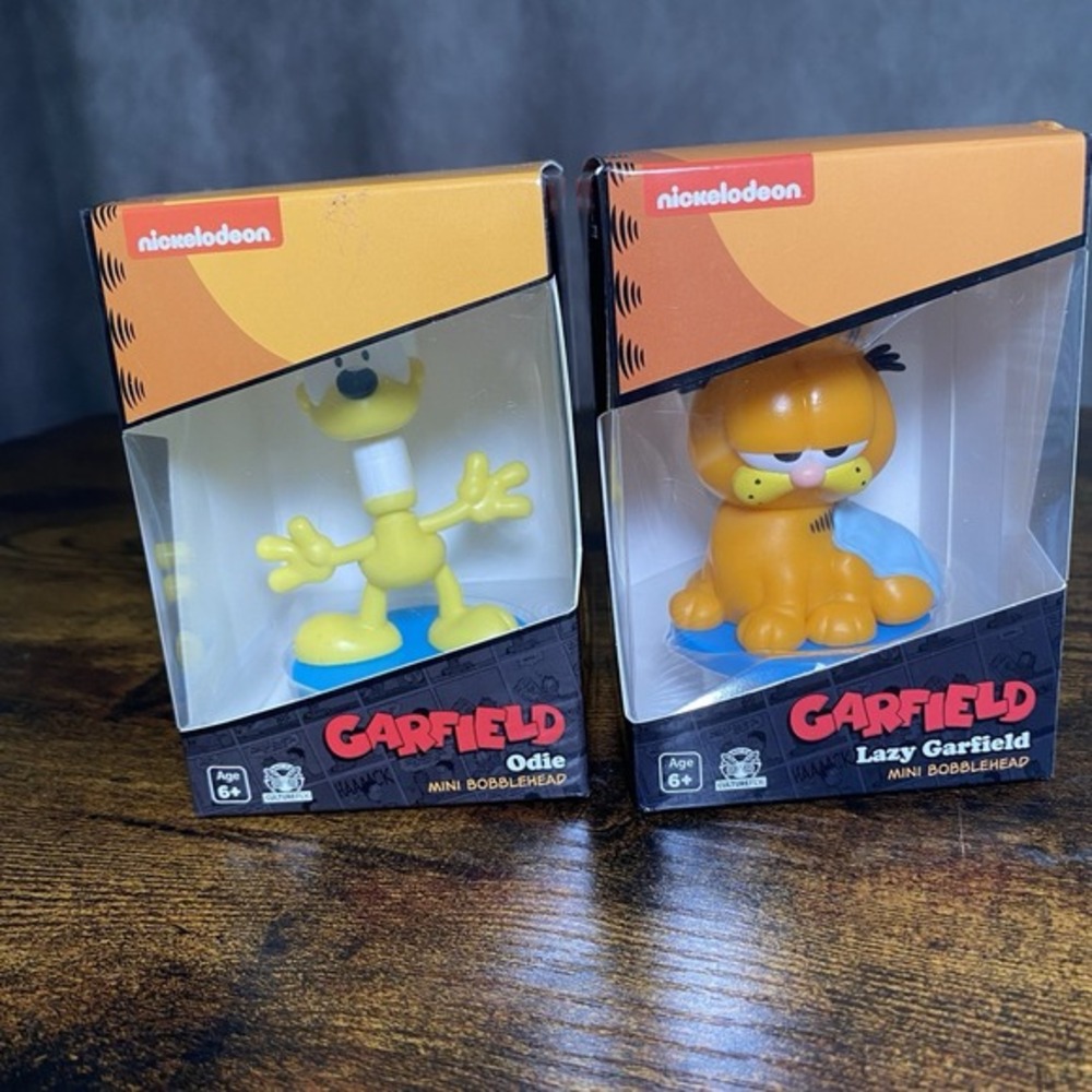 CultureFly Lazy Garfield & Odie Mini Bobblehead Figure Set Nickelodeon New